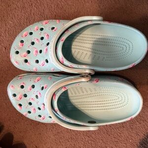 Womens Flamingo Print Clogs